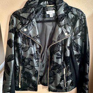Calvin Klein Black Zipper Leaf Jacket Medium